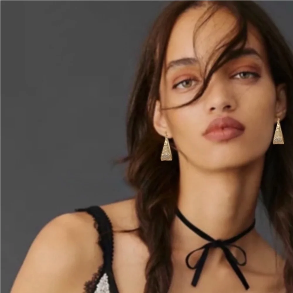 ALEXIS BITTAR • Ribbon Curl Bow Crystal Dusted Matte Silver Gold Drop Earrings